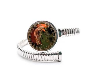 925 Sterling Silver Italian Coin Bracelet