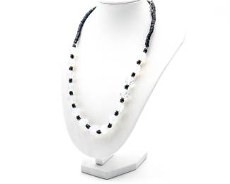 Black and Iridescent Plastic Bead Necklace
