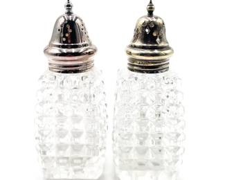 Vintage Fostoria Muffineer Glass and Silverplate Shakers