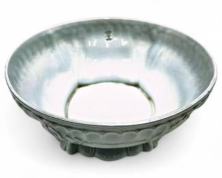 White Ceramic Salad Bowl with Relief Design