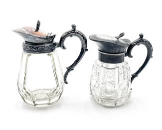 American Brilliant Period Glass and Silverplate Pitchers