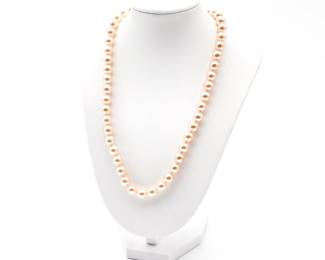 Faux Pearl Necklace with Gold Tone Hook Clasp