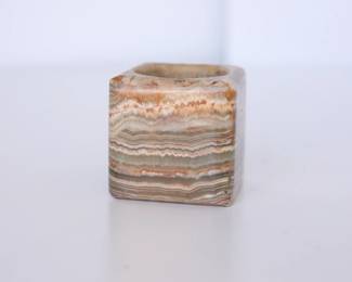 Square Carved Onyx Candle Holder
