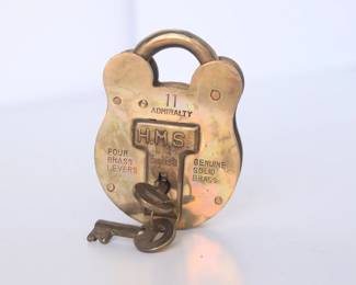 Vintage H.M.S. Old English Admiralty Padlock