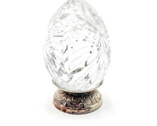 Waterford Crystal Egg with Silverplate Repousse Base