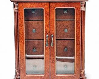 Tabletop Jewelry Armoire with Glass Double Doors
