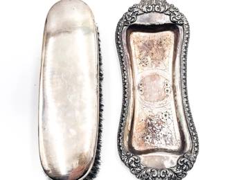 Victorian-style Silver Plated Grooming Brush and Tray