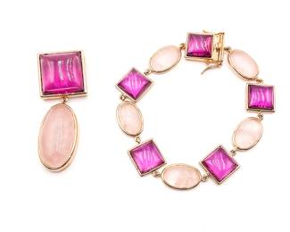 Gold Plated 925 Sterling Silver Gemstone Bracelet and Charm