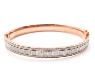Rose Gold Plated 925 Sterling Silver Bangle Bracelet