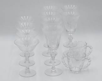 Tiffin-Franciscan June Night Crystal Stemware Lot, 12 Pieces