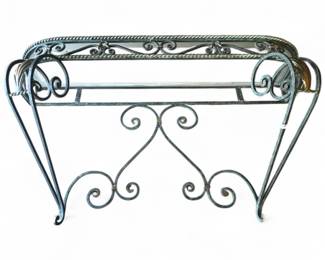 Wrought Iron Wall-Mounted Console with Glass Top