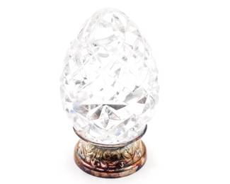Waterford Cut Crystal Egg with Ornate Silverplate Base