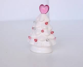 Ceramic Lighted Christmas Tree w/ Heart Topper