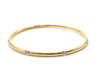 Gold-Plated Bangle Bracelet with Cubic Zirconia