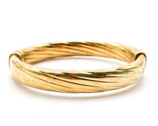 Gold-Plated 925 Sterling Silver Twisted Bangle Bracelet