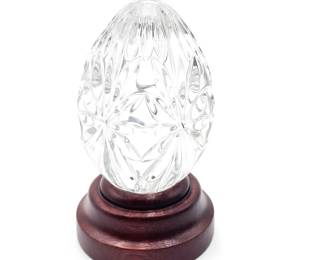 Waterford Cut Crystal Egg with Wooden Base