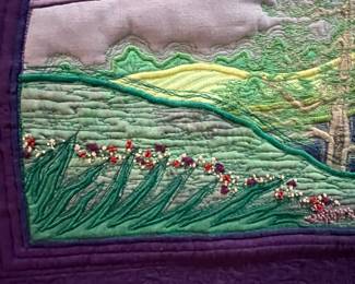 M101 - $225. Fabric Wall Art. Measures 40" x 29.5" tall. Machine quilted by "D.ttie 1995"