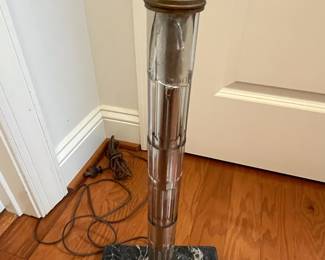 M111 - $60. Marble Base Floor Lamp with Crystal Column. One section has a crack but isn't broken off.  No shade. Measures 9" wide x 62" tall. 