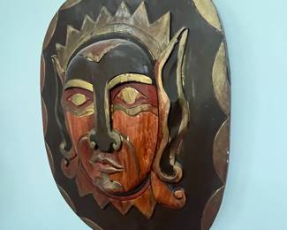 K38 - $30. Hand Carved Mask. Measures 13" x 16" tall. 