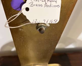 M141 - $500 "Fisher" Crest Brass Andirons. 