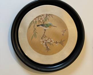 K75 - $25. Chinese Painting on Silk. Measures 12.5" round. 