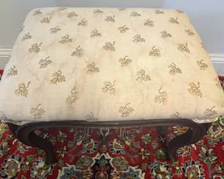 M21 - $25. Antique Wooden Framed Stool - needs to be reupholstered. Measures 19" wide x 13.5" deep x 17.5" tall. 