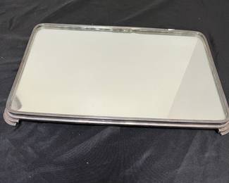 M58 - $25. Art Deco Silver Plated Mirrored Vanity Tray. Measures 17" x 11". 