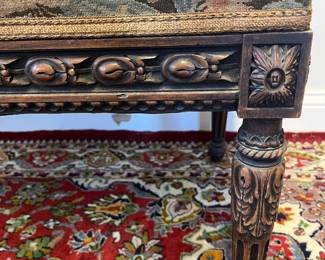 M4 - $40. Wooden Stool needs reupholstered. Measures 43" long x 18" deep x 18" tall. Solid wooden frame that needs to be reupholstered. 