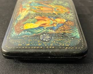 M72 - $85. Hand Painted Russian Lacquer Box. Measures 4.5" x 3.25". 