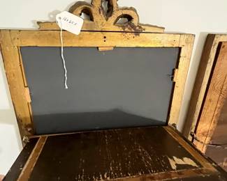 M109 - $300 PAIR. Antique Wooden Framed Gold Gilt Trumeau Mirror PAIR. Each measures 16" wide x 66" tall. Overall very good antique condition!