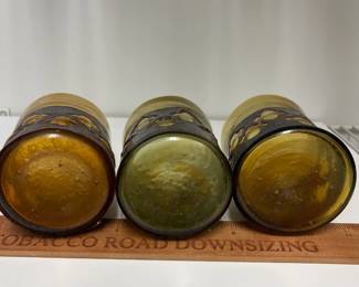 K56 - $20. Set of 3. Felipe Derflinger Imprisoned Amber Glasses. 