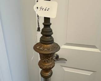 M111 - $60. Marble Base Floor Lamp with Crystal Column. One section has a crack but isn't broken off.  No shade. Measures 9" wide x 62" tall. 