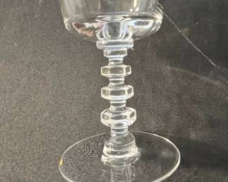 M90 - $30. Tiffin Glasses 6" tall. 9 pieces included. All have wear on gold trim. 