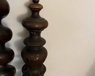 M106 - $175 PAIR of Twin Size Antique Barley Twist Bed Frames. Headboards measures 43.75" wide x 45" tall. Space between posts is 36". I only have 1 set of side rails - so you will have to replace one set. This is for 2 BEDS!