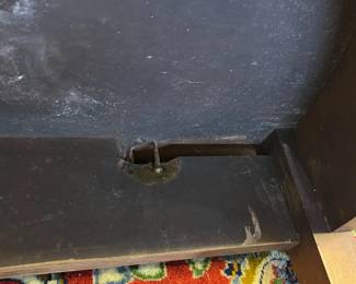 M24 - $60. Demilune Table. Measures 36" wide x 20.5" deep x 29.5" tall. Needs cleaned up/ refinished but it's sturdy, solid wood. 