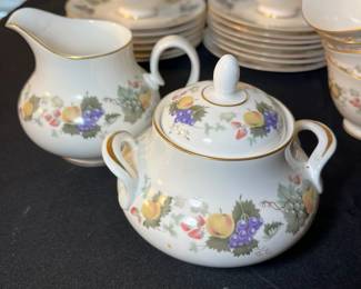 M94 - $45. Royal Doulton "Ravenna". 12 tea cups. 13 saucers. 1 cream & sugar. 