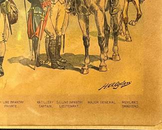 M83 - $15. Small Lithograph. American Uniforms in the Revolutionary War. H A Ogden