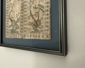 M27 - $225. Chinese Silk Embroidered Panel. Measures 9.75" wide x 22" tall framed. 