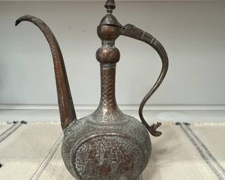 K51 - $65. Middle Eastern / Islamic Ewer. Measures 11.5" wide x 14.5" tall. 