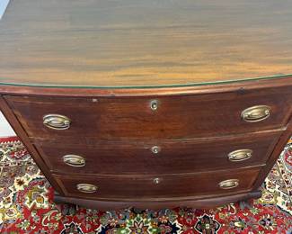 M1 - $175. 3 Drawer Antique Chest. Measures 37" wide x 20.5" deep x 37" tall. Drawers are a little "sticky" and there are some imperfections with the veneer. Custom cut glass has protected the top! Hand cut dovetails drawers. 