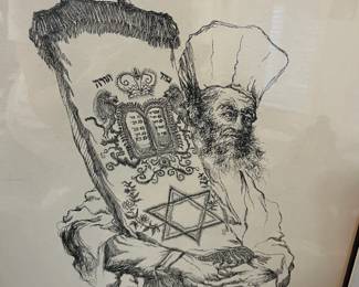 K80 - $35. Seymour Rosenthal Etching. Measures 19" x 22". "Elder with Torah" signed & numbered. 