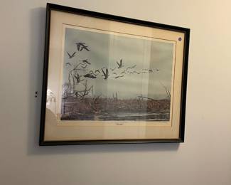 M36 - $30. Terrell Dickey "Startled" signed print #213/750. Measures 28" x 23". 