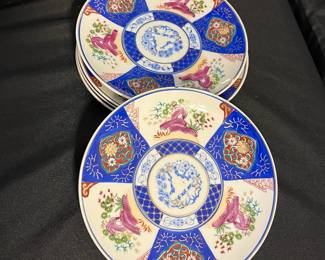 M146 - $55. Vintage Hand Painted Japanese Plates. 6 pieces. 7.5" across. 
