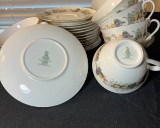 M94 - $45. Royal Doulton "Ravenna". 12 tea cups. 13 saucers. 1 cream & sugar. 
