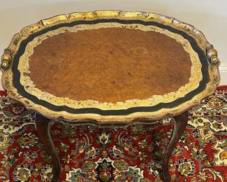 M15 - $75. Italian Florentine Gilded Table. Measures 28" x 21" x 21" tall. 