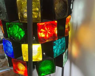 K44 - $500. Vintage Felipe Delfinger Modernist Brutalist Light Fixture. (This stand was made to turn it into a floor lamp but it is not original and can be removed.)