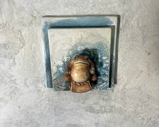 M63 - $45. R. Skipper Signed Original Wall Art Sculpture with frog. Measures 11" x 11.25". 