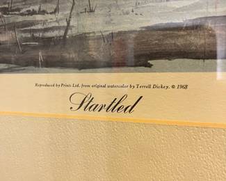 M36 - $30. Terrell Dickey "Startled" signed print #213/750. Measures 28" x 23". 