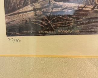 M36 - $30. Terrell Dickey "Startled" signed print #213/750. Measures 28" x 23". 