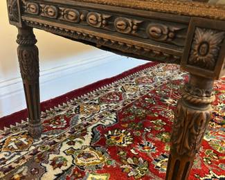 M4 - $40. Wooden Stool needs reupholstered. Measures 43" long x 18" deep x 18" tall. Solid wooden frame that needs to be reupholstered. 